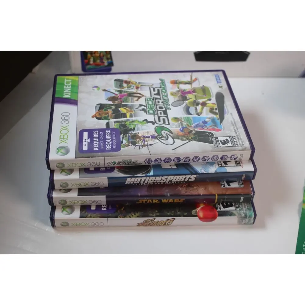 Microsoft Xbox 360 Kinect Sensor Bar In Box With 4 Games & AC Adapter Tested